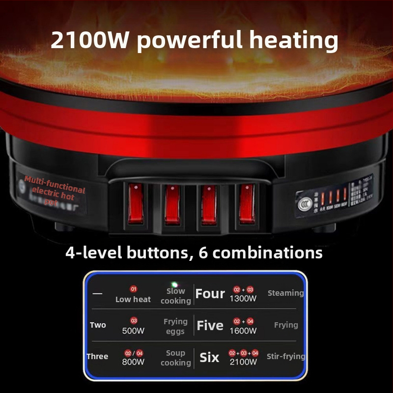 Мултифункционална електрическа тенджера, 2100W+, функции: пара, пържене, готвене и гореща пот; диаметър на отвора до 20 см