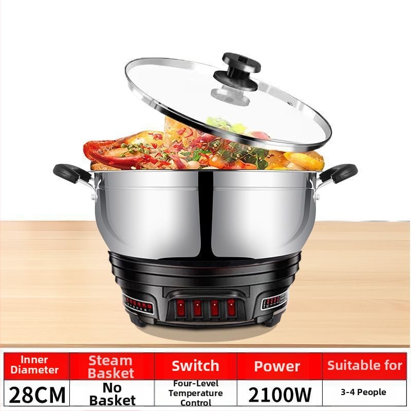 Мултифункционална електрическа тенджера, 2100W+, функции: пара, пържене, готвене и гореща пот; диаметър на отвора до 20 см