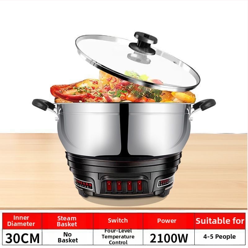 Мултифункционална електрическа тенджера, 2100W+, функции: пара, пържене, готвене и гореща пот; диаметър на отвора до 20 см