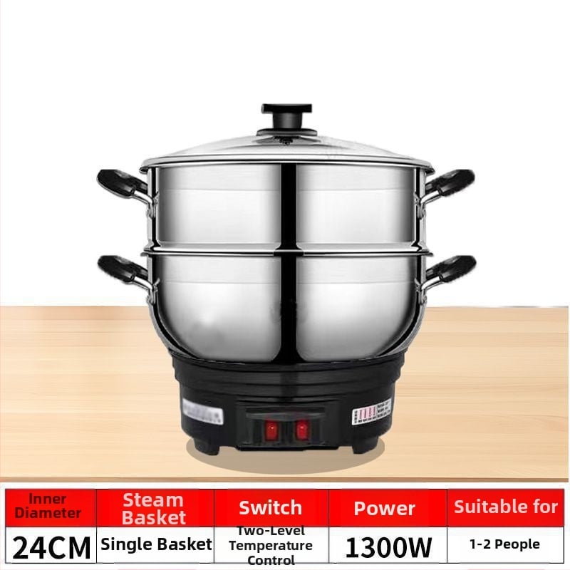 Мултифункционална електрическа тенджера, 2100W+, функции: пара, пържене, готвене и гореща пот; диаметър на отвора до 20 см