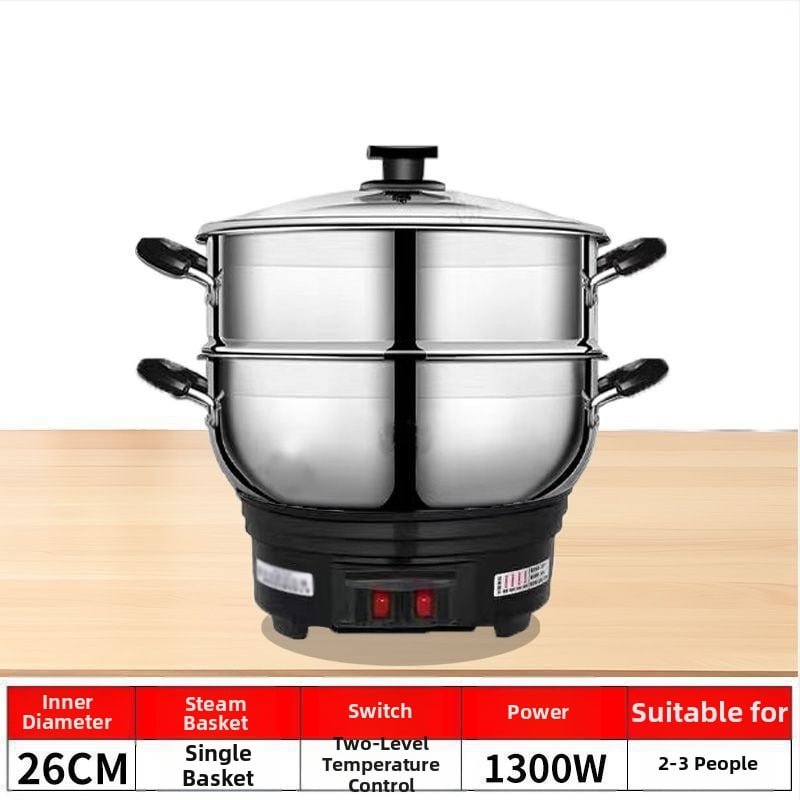 Мултифункционална електрическа тенджера, 2100W+, функции: пара, пържене, готвене и гореща пот; диаметър на отвора до 20 см