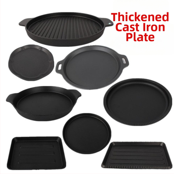 Debela kružna ploča za roštilj od lijevanog željeza, s elektroforetskim premazom i sklopivim dizajnom