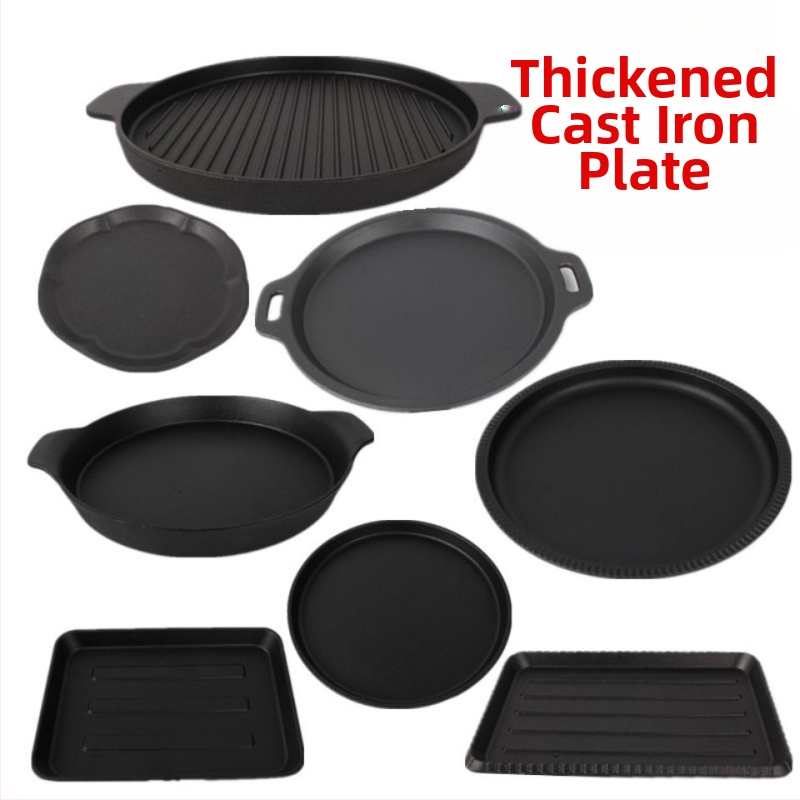 Debela kružna ploča za roštilj od lijevanog željeza, s elektroforetskim premazom i sklopivim dizajnom