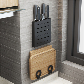 Неръждаема стомана – стенна кухненска полица с държател за ножове, дъска за рязане и съхранение на капаци, 1 слой, модел AQ-221