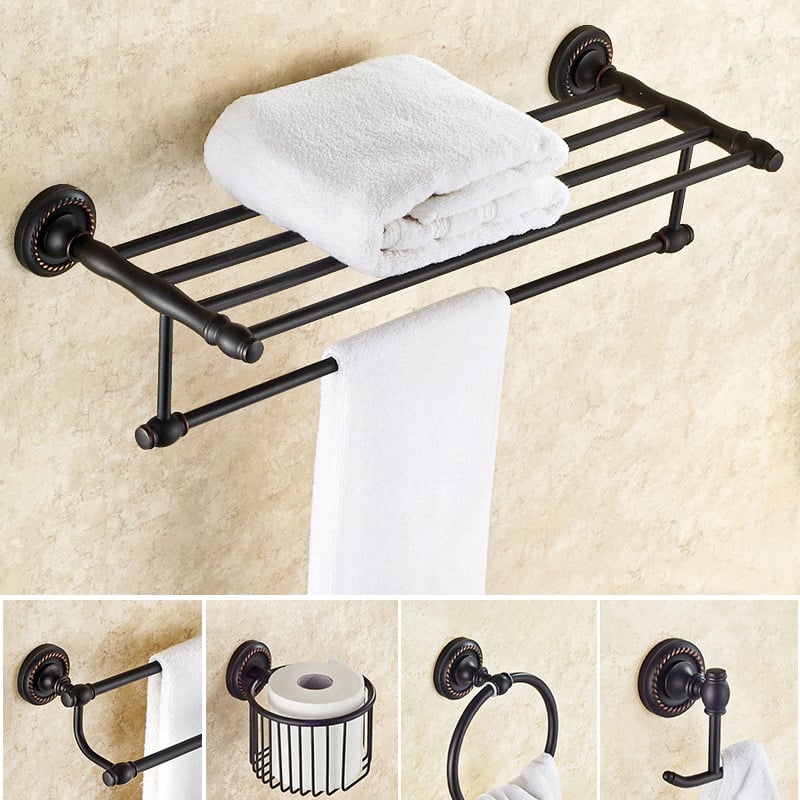 Σετ ράγα πετσετών μπάνιου από χαλκό, βουρτσισμένη επιφάνεια, αντιολισθητικό, εγκατάσταση με οπές