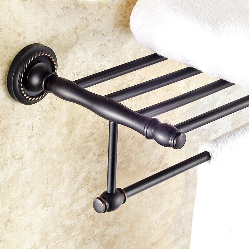 Σετ ράγα πετσετών μπάνιου από χαλκό, βουρτσισμένη επιφάνεια, αντιολισθητικό, εγκατάσταση με οπές