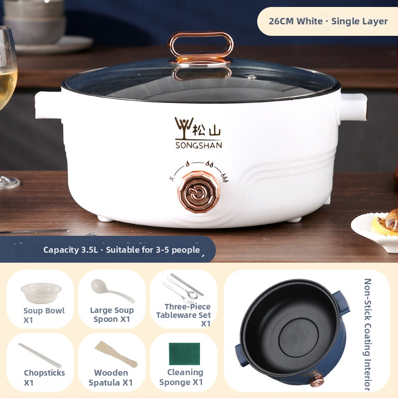 Viacúčelový elektrický hrniec na domáce použitie s parením a varom, objem 4,1–6 l, pre 2–3 osoby, vnútorná nádoba s neprilnavým povrchom, ovládanie otáčaním, dvojúrovňový dizajn