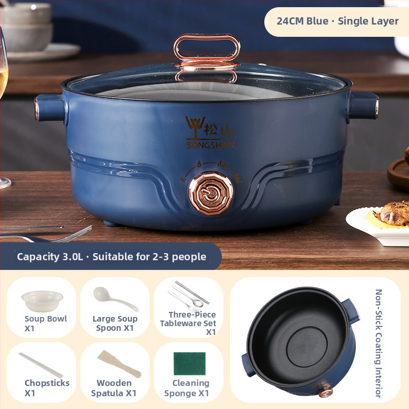 Viacúčelový elektrický hrniec na domáce použitie s parením a varom, objem 4,1–6 l, pre 2–3 osoby, vnútorná nádoba s neprilnavým povrchom, ovládanie otáčaním, dvojúrovňový dizajn