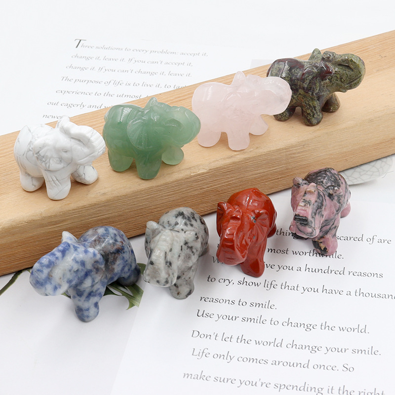 Διακοσμητικό ελέφαντας από οψιδιαν, σκαλισμένο και γυαλισμένο, με δυνατότητα προσαρμογής, σε ζωικό σχήμα