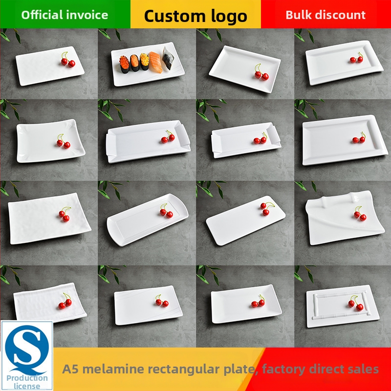 Melamínový obdĺžnikový tanier na hot pot a barbecue, čínskeho štýlu, náter striekaný