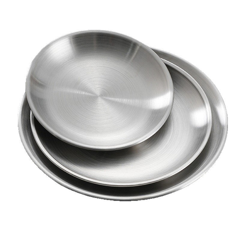 Nehrđajući čelični tanjur od kostiju, korejskog stila, okrugli, prehrambena kvaliteta, za kafić, tanjur za roštilj, nije pogodan za mikrovalnu