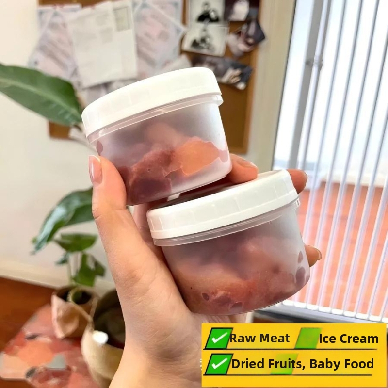 Jednorazová krabička na obed so viečkom, guľatý tvar, PP materiál, mikrovlnná rúra vhodná, vhodná na zmrazenie.