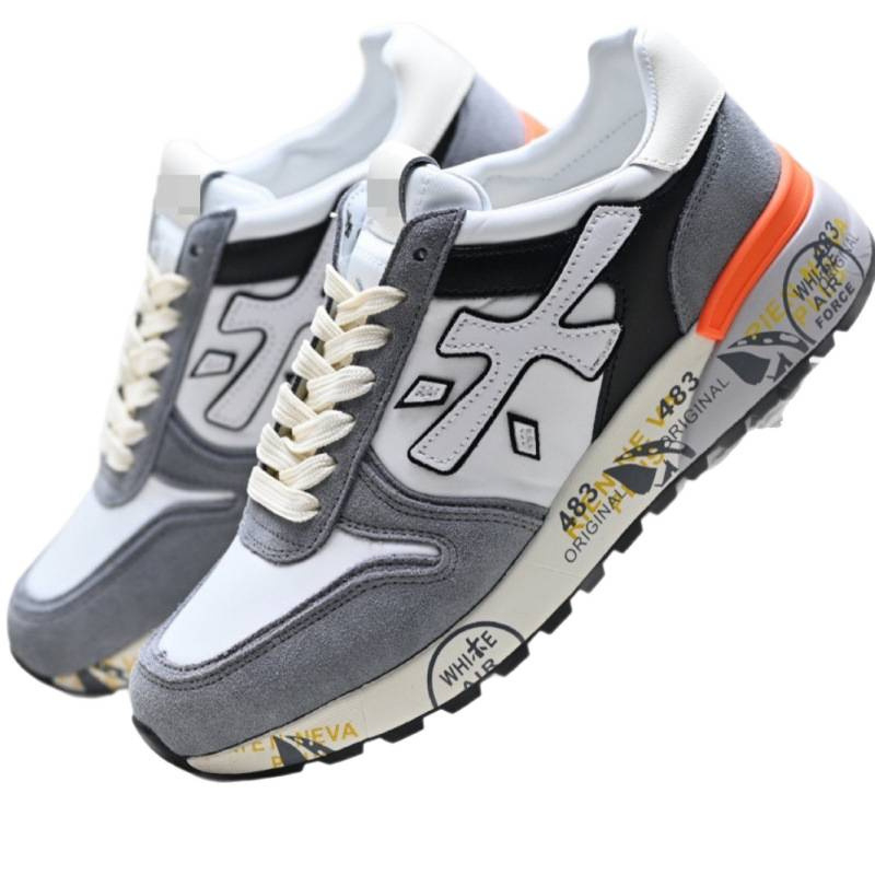 Pantofi sport casual unisex, upper din velur de vițel + textil, șireturi, vârf rotund, talpă plată