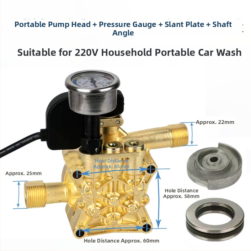 Cap de pompă pentru presiune înaltă portabil, din aluminiu turnat, 220V, cap de pompă cu piston