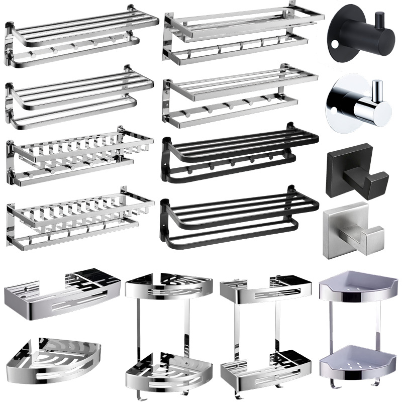 Ράφι πετσετών από ανοξείδωτο ατσάλι, τοίχου, 2-επίπεδο, λεία επεξεργασία, φορτίο 20, διάτρητη εγκατάσταση