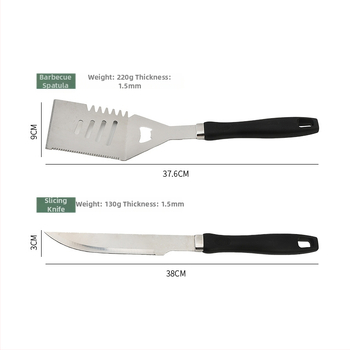 Prenosný set na grilovanie z 410 nerezovej ocele s rukoväťou v tvare tekvice, v taške z Oxford materiálu — obsahuje nôž, klip, kefku, vidlicu, špíz a špachtľu