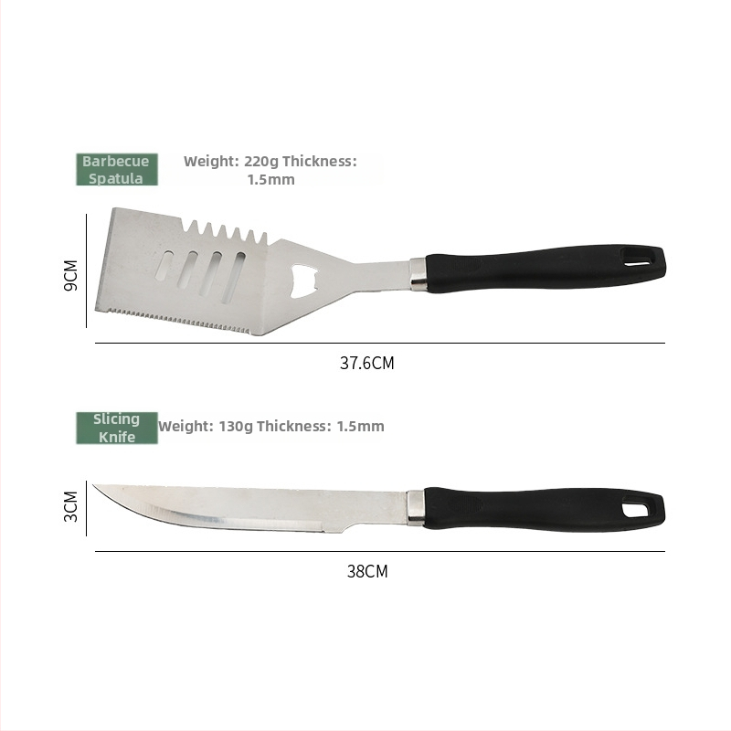 Prenosný set na grilovanie z 410 nerezovej ocele s rukoväťou v tvare tekvice, v taške z Oxford materiálu — obsahuje nôž, klip, kefku, vidlicu, špíz a špachtľu