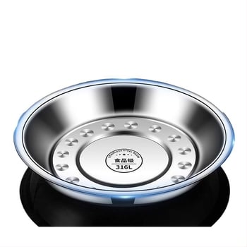 Кръгла чиния от 316 неръждаема стомана, матова повърхност, неподходяща за микровълнова, не е внесена