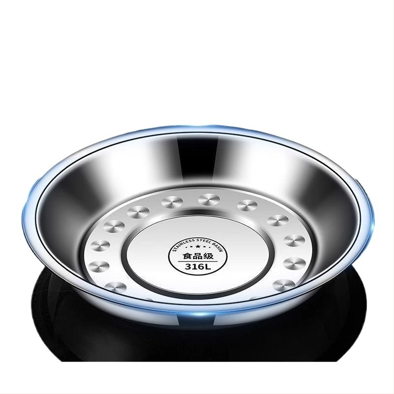 Кръгла чиния от 316 неръждаема стомана, матова повърхност, неподходяща за микровълнова, не е внесена