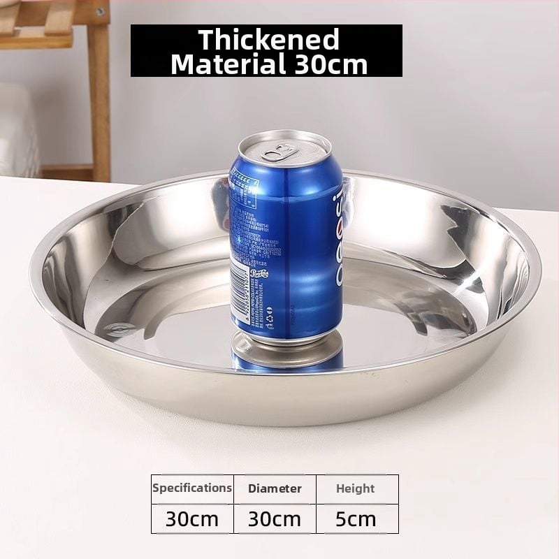 Кръгла чиния от 316 неръждаема стомана, матова повърхност, неподходяща за микровълнова, не е внесена