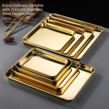 Kórejský štýl z nehrdzavejúcej ocele – štvorcový tanier, vhodný do mikrovlnnej rúry, moderný minimalistický dizajn, prémiová kvalita