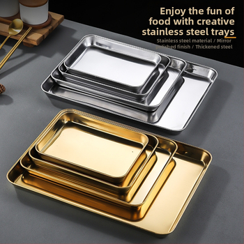 Kórejský štýl z nehrdzavejúcej ocele – štvorcový tanier, vhodný do mikrovlnnej rúry, moderný minimalistický dizajn, prémiová kvalita