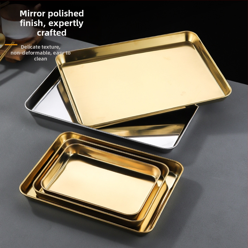 Kórejský štýl z nehrdzavejúcej ocele – štvorcový tanier, vhodný do mikrovlnnej rúry, moderný minimalistický dizajn, prémiová kvalita