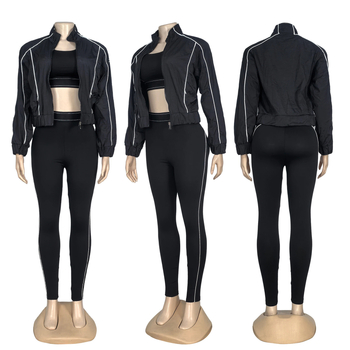 Női három részes yoga szett nadrágkosztüm hosszú kabáttal, sárkány‑főnix hímzés, poliészter/spandex anyag, brit stílus, 3D mintázat