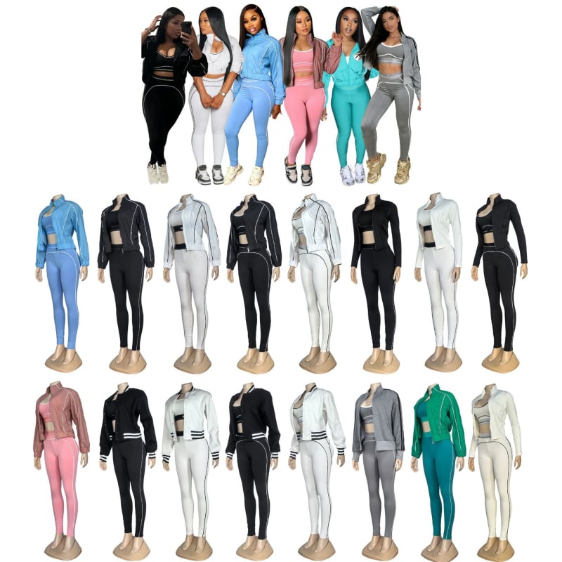 Női három részes yoga szett nadrágkosztüm hosszú kabáttal, sárkány‑főnix hímzés, poliészter/spandex anyag, brit stílus, 3D mintázat