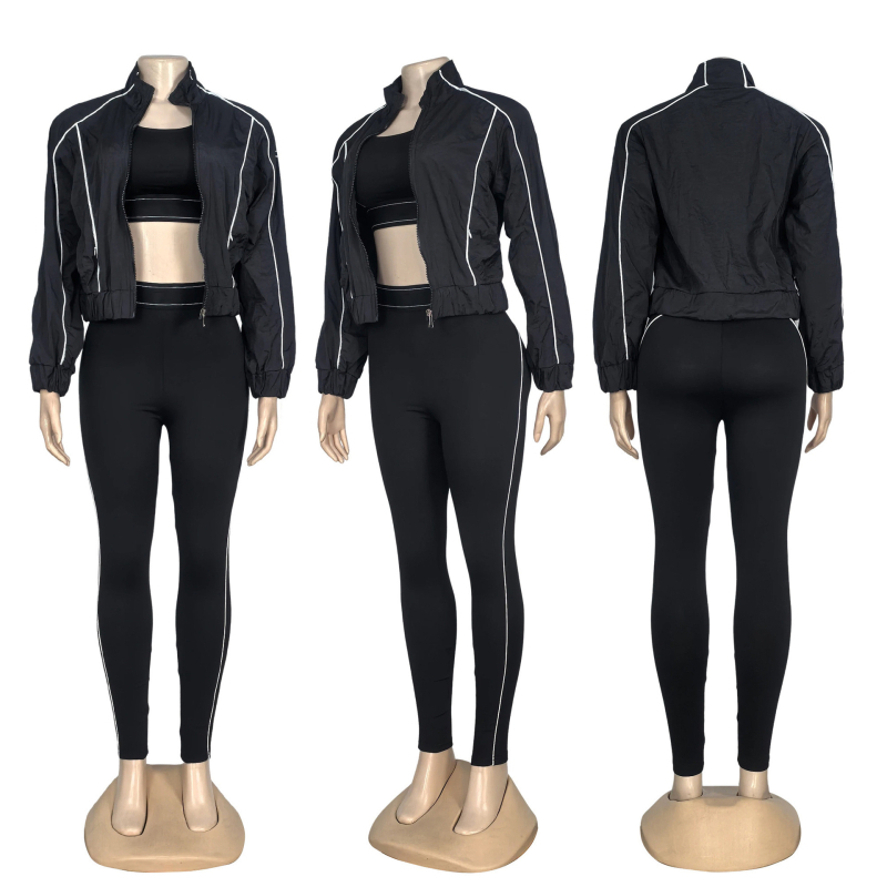 Női három részes yoga szett nadrágkosztüm hosszú kabáttal, sárkány‑főnix hímzés, poliészter/spandex anyag, brit stílus, 3D mintázat