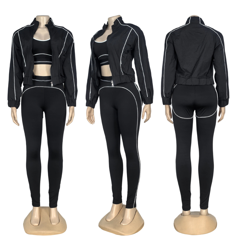 Női három részes yoga szett nadrágkosztüm hosszú kabáttal, sárkány‑főnix hímzés, poliészter/spandex anyag, brit stílus, 3D mintázat