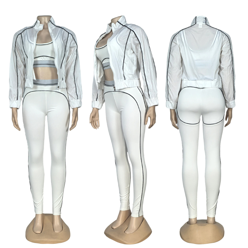 Női három részes yoga szett nadrágkosztüm hosszú kabáttal, sárkány‑főnix hímzés, poliészter/spandex anyag, brit stílus, 3D mintázat