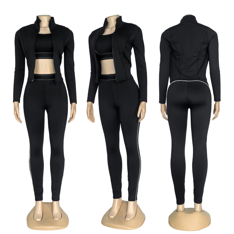 Női három részes yoga szett nadrágkosztüm hosszú kabáttal, sárkány‑főnix hímzés, poliészter/spandex anyag, brit stílus, 3D mintázat