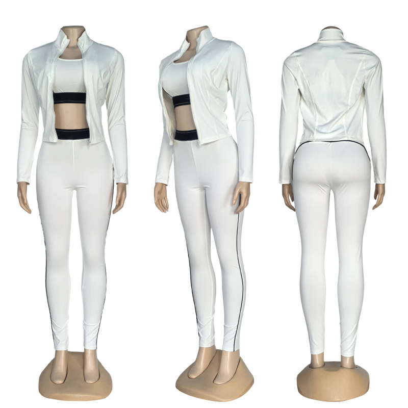 Női három részes yoga szett nadrágkosztüm hosszú kabáttal, sárkány‑főnix hímzés, poliészter/spandex anyag, brit stílus, 3D mintázat