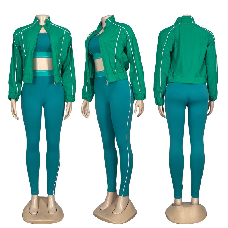 Női három részes yoga szett nadrágkosztüm hosszú kabáttal, sárkány‑főnix hímzés, poliészter/spandex anyag, brit stílus, 3D mintázat