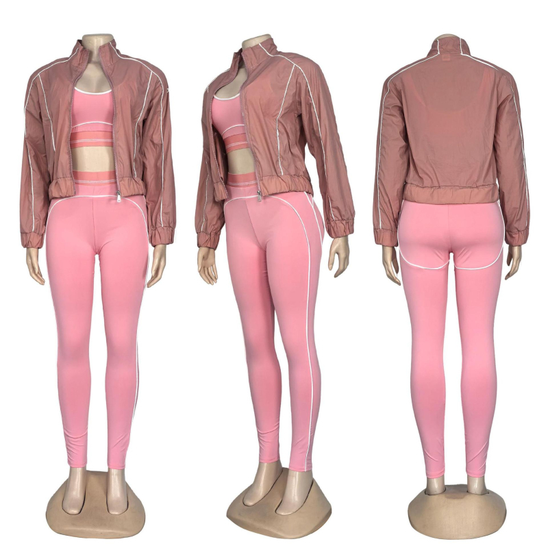 Női három részes yoga szett nadrágkosztüm hosszú kabáttal, sárkány‑főnix hímzés, poliészter/spandex anyag, brit stílus, 3D mintázat