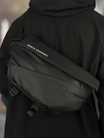 Férfi mellkasi táska fedéllel, városi minimalist stílus, Oxford anyag, poliészter bélés