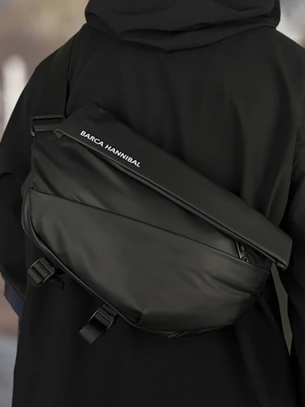 Férfi mellkasi táska fedéllel, városi minimalist stílus, Oxford anyag, poliészter bélés