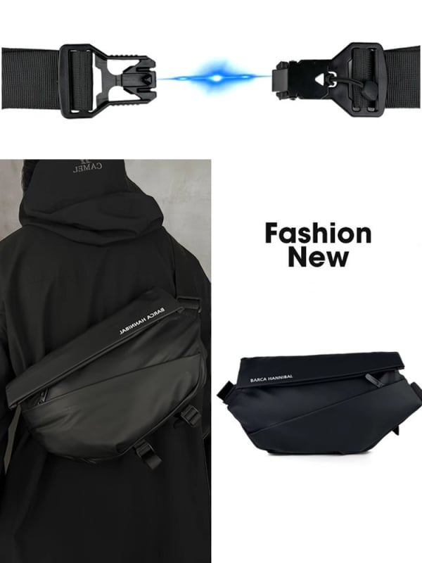 Férfi mellkasi táska fedéllel, városi minimalist stílus, Oxford anyag, poliészter bélés