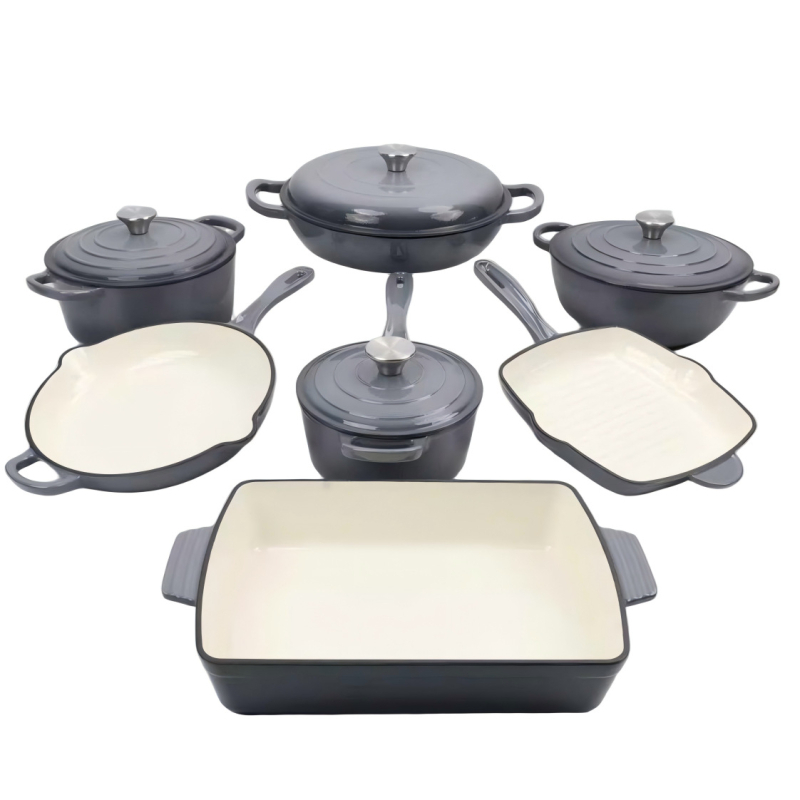 Σετ σκευών από χυτοσίδηρο με σμάλτο, 7 τεμάχια, θερμομονωτικά, αντικολλητικά, χυτοσιδηρού καπάκι, μοντέλο FP0102