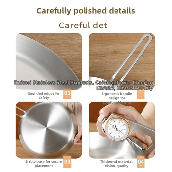 Panvica na smaženie z potravinárskej nerezovej ocele 201, trojvrstvová hrubá konštrukcia pre rovnomerné šírenie tepla, proti popáleniu rukoväť, vhodná na smaženie steakov, vajec a palaciniek