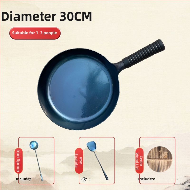 Τηγάνι από σφυρηλατημένο σίδερο με καθρέπτη φινίρισμα, χωρίς επίστρωση, αντικολλητικό, με ένα πάτο, μοντέλο 28.30.32