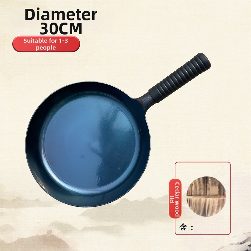 Τηγάνι από σφυρηλατημένο σίδερο με καθρέπτη φινίρισμα, χωρίς επίστρωση, αντικολλητικό, με ένα πάτο, μοντέλο 28.30.32