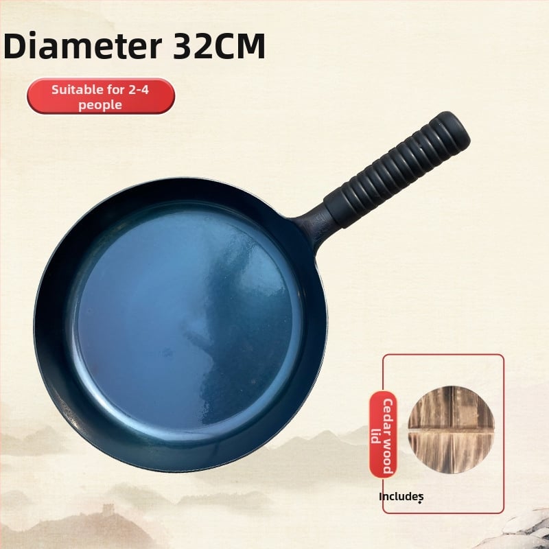 Τηγάνι από σφυρηλατημένο σίδερο με καθρέπτη φινίρισμα, χωρίς επίστρωση, αντικολλητικό, με ένα πάτο, μοντέλο 28.30.32