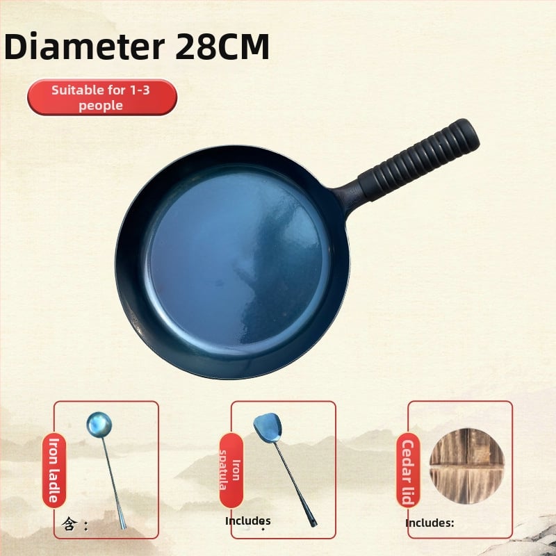 Τηγάνι από σφυρηλατημένο σίδερο με καθρέπτη φινίρισμα, χωρίς επίστρωση, αντικολλητικό, με ένα πάτο, μοντέλο 28.30.32