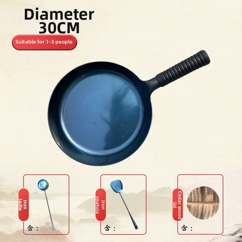 Τηγάνι από σφυρηλατημένο σίδερο με καθρέπτη φινίρισμα, χωρίς επίστρωση, αντικολλητικό, με ένα πάτο, μοντέλο 28.30.32