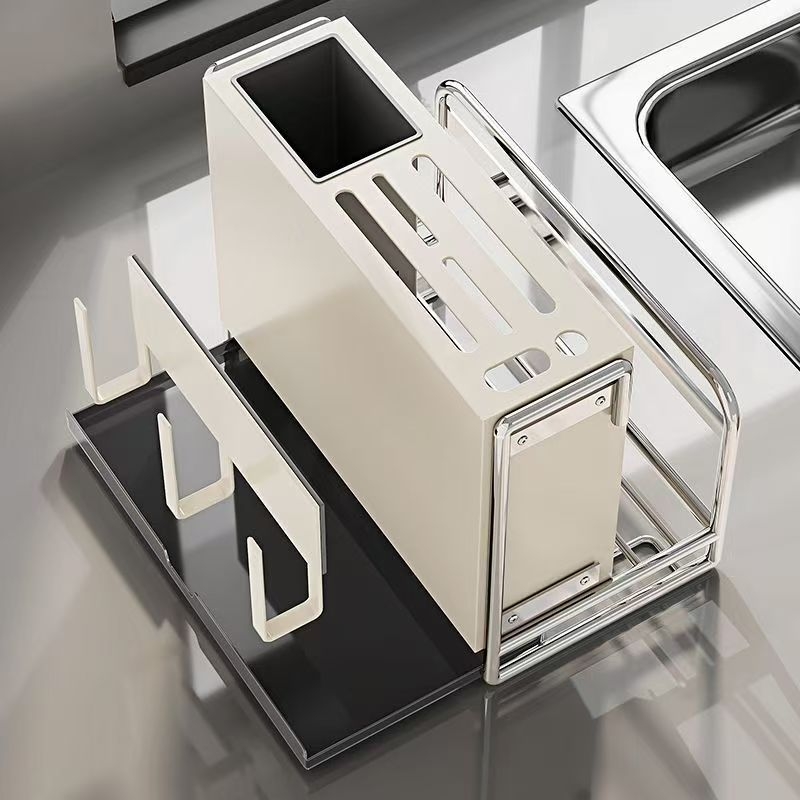 Кухненски държач за ножове – многофункционален, подвижен, от въглеродна стомана, нордичен правоъгълен дизайн