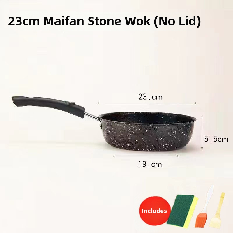 Maifanová panvica na smaženie s neprilnavým povrchom a skleneným poklopom (Indukčne kompatibilná, jednovrstvové dno, všeobecné použitie)