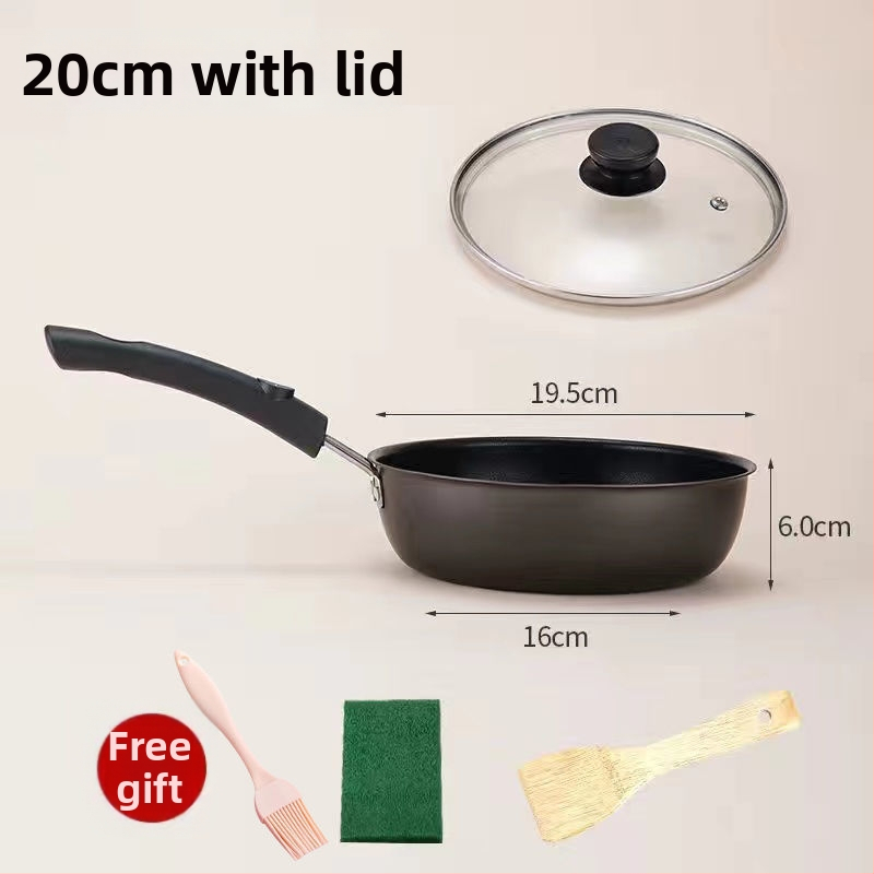 Maifanová panvica na smaženie s neprilnavým povrchom a skleneným poklopom (Indukčne kompatibilná, jednovrstvové dno, všeobecné použitie)