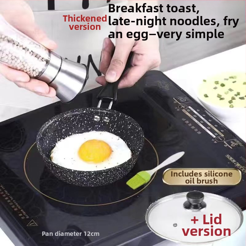 Maifanová panvica na smaženie s neprilnavým povrchom a skleneným poklopom (Indukčne kompatibilná, jednovrstvové dno, všeobecné použitie)
